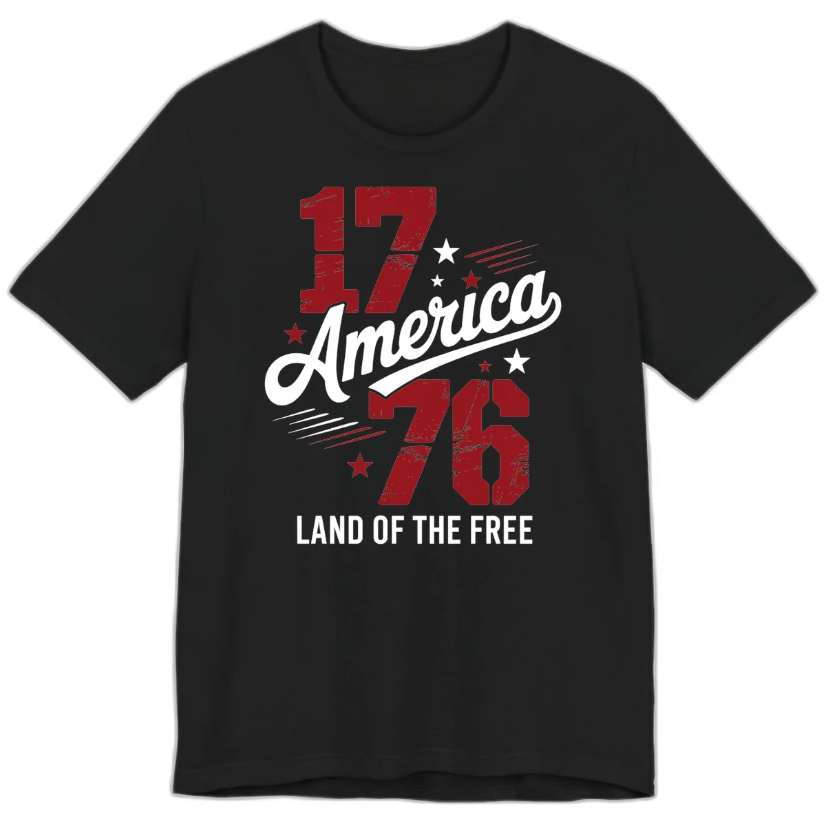 Distressed 1776 Stars and Streaks Premium T-Shirt in Black