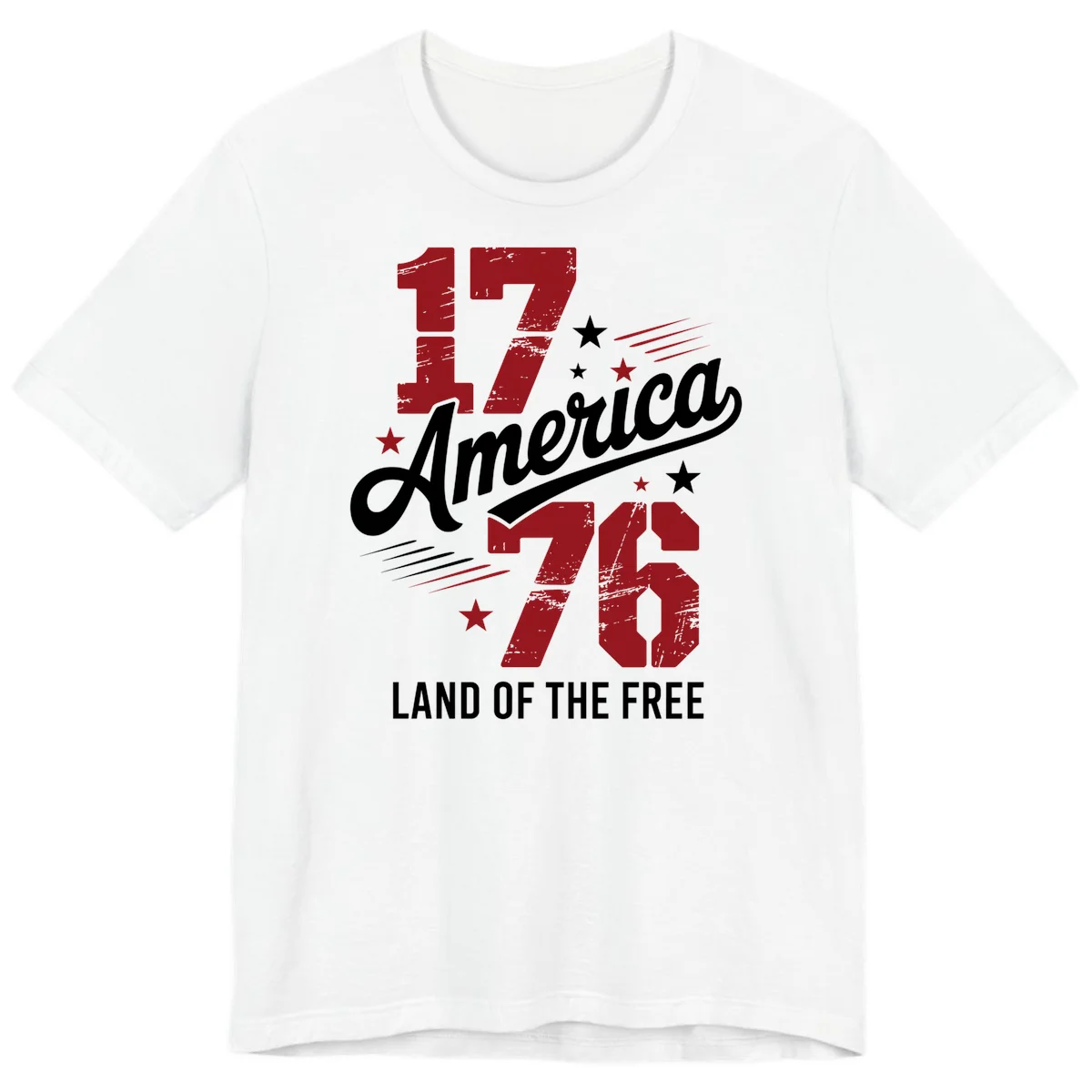Distressed 1776 Stars and Streaks Premium T-Shirt in White