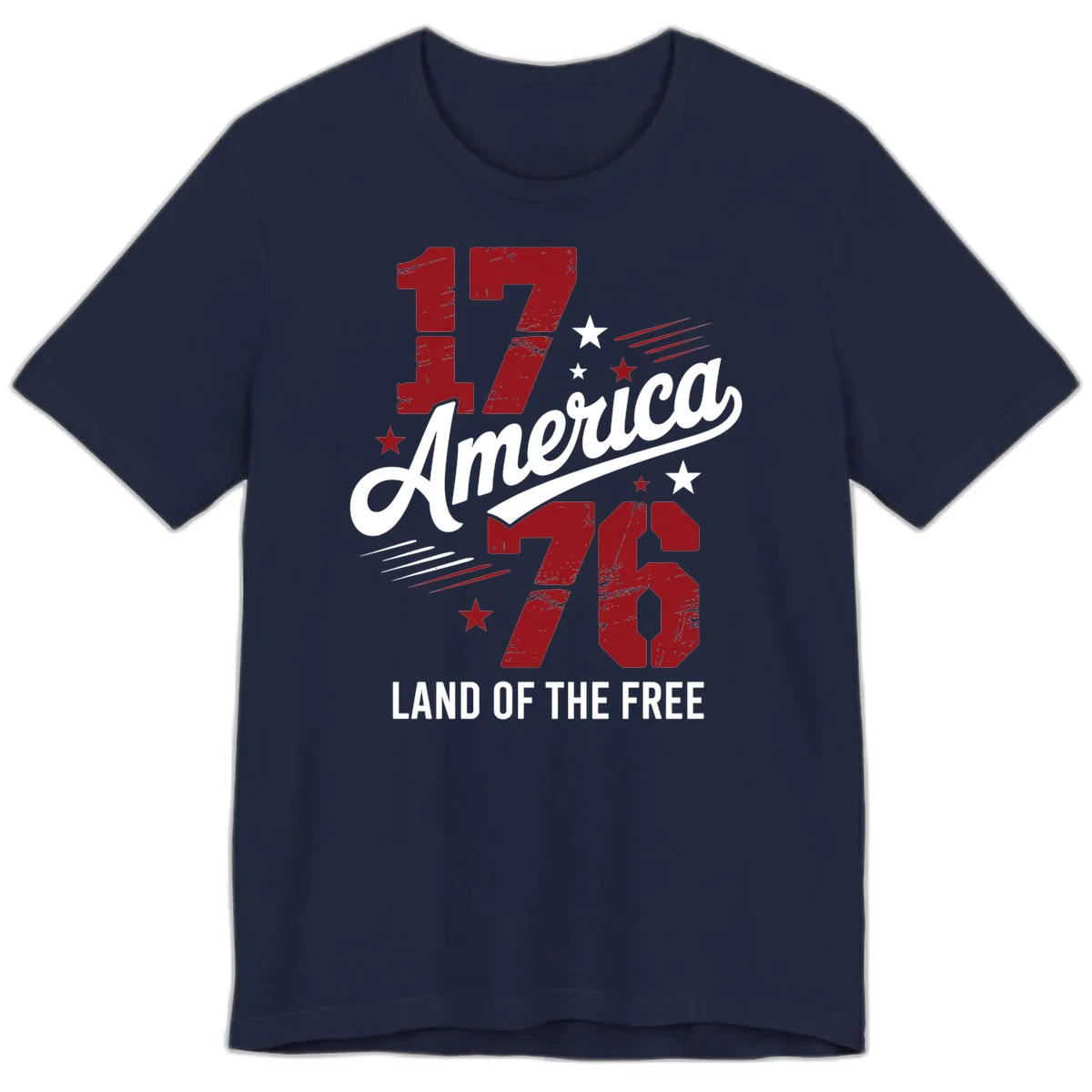 Distressed 1776 Stars and Streaks Premium T-Shirt in Navy