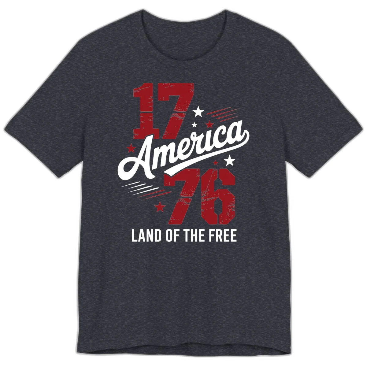 Distressed 1776 Stars and Streaks Premium T-Shirt in Heather Navy
