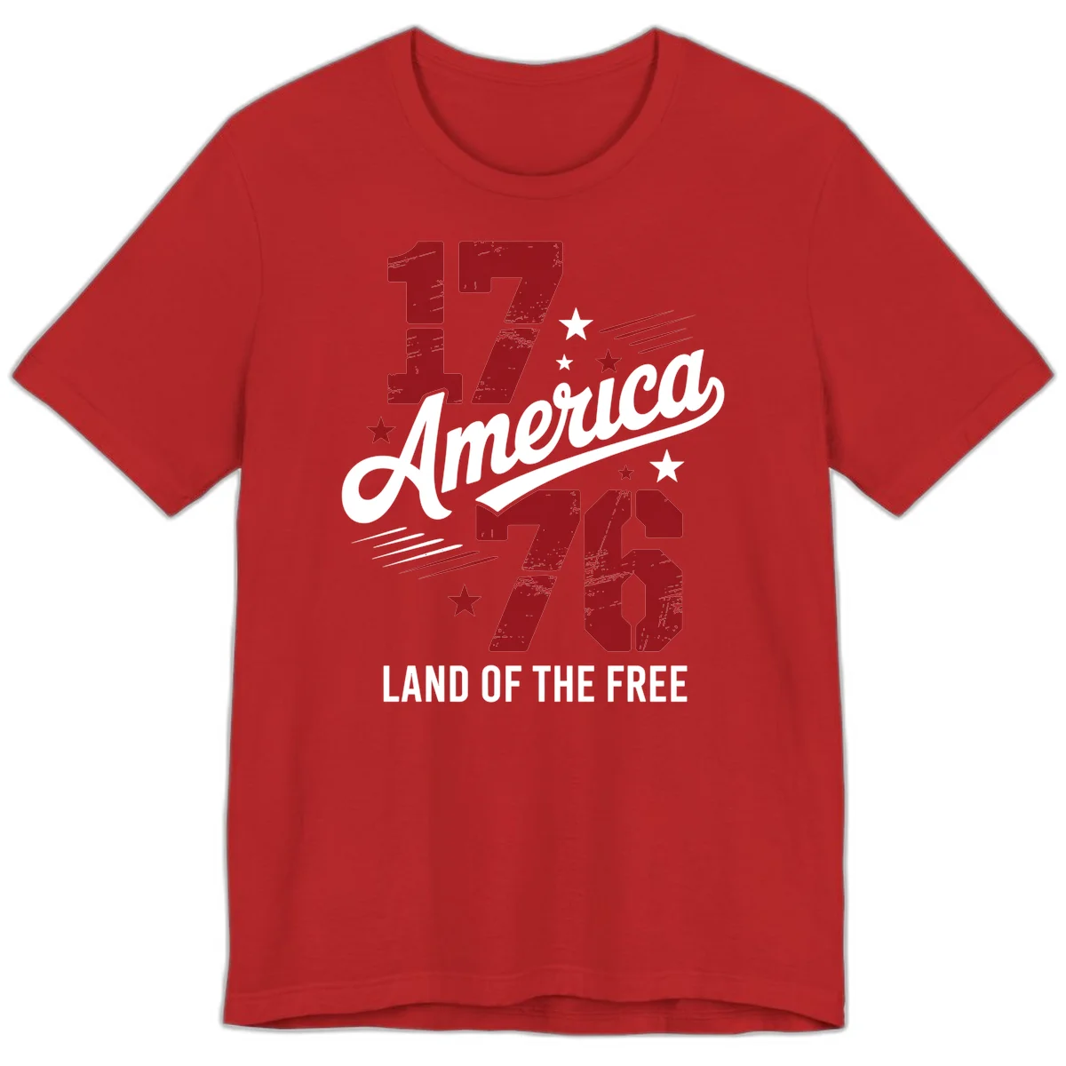 Distressed 1776 Stars and Streaks Premium T-Shirt in Red