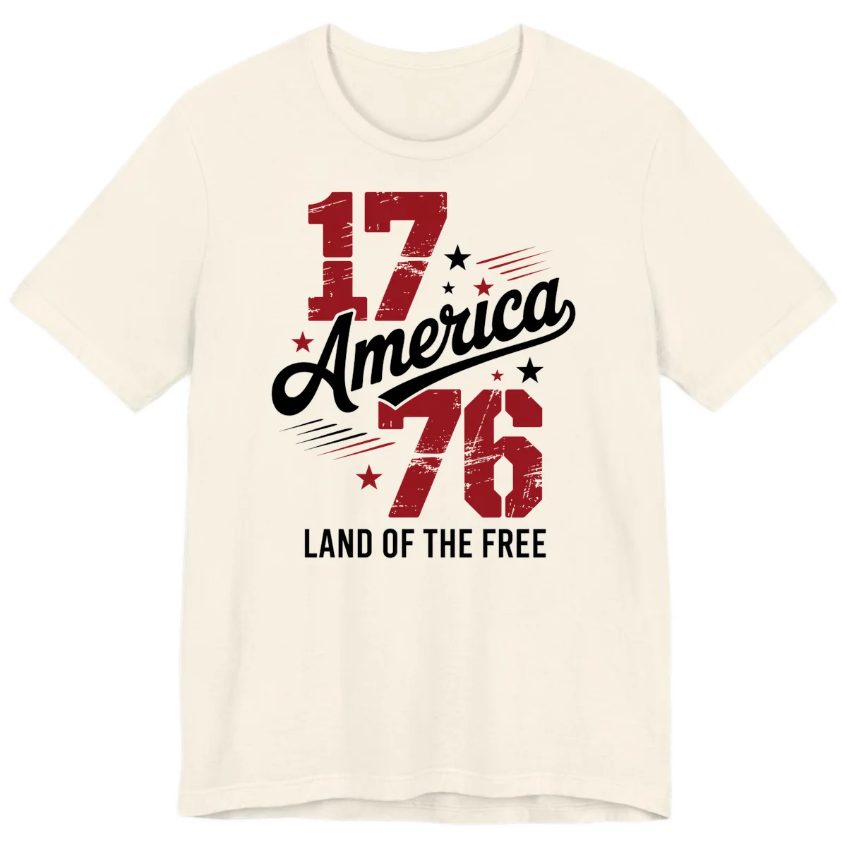 Distressed 1776 Stars and Streaks Premium T-Shirt in Natural