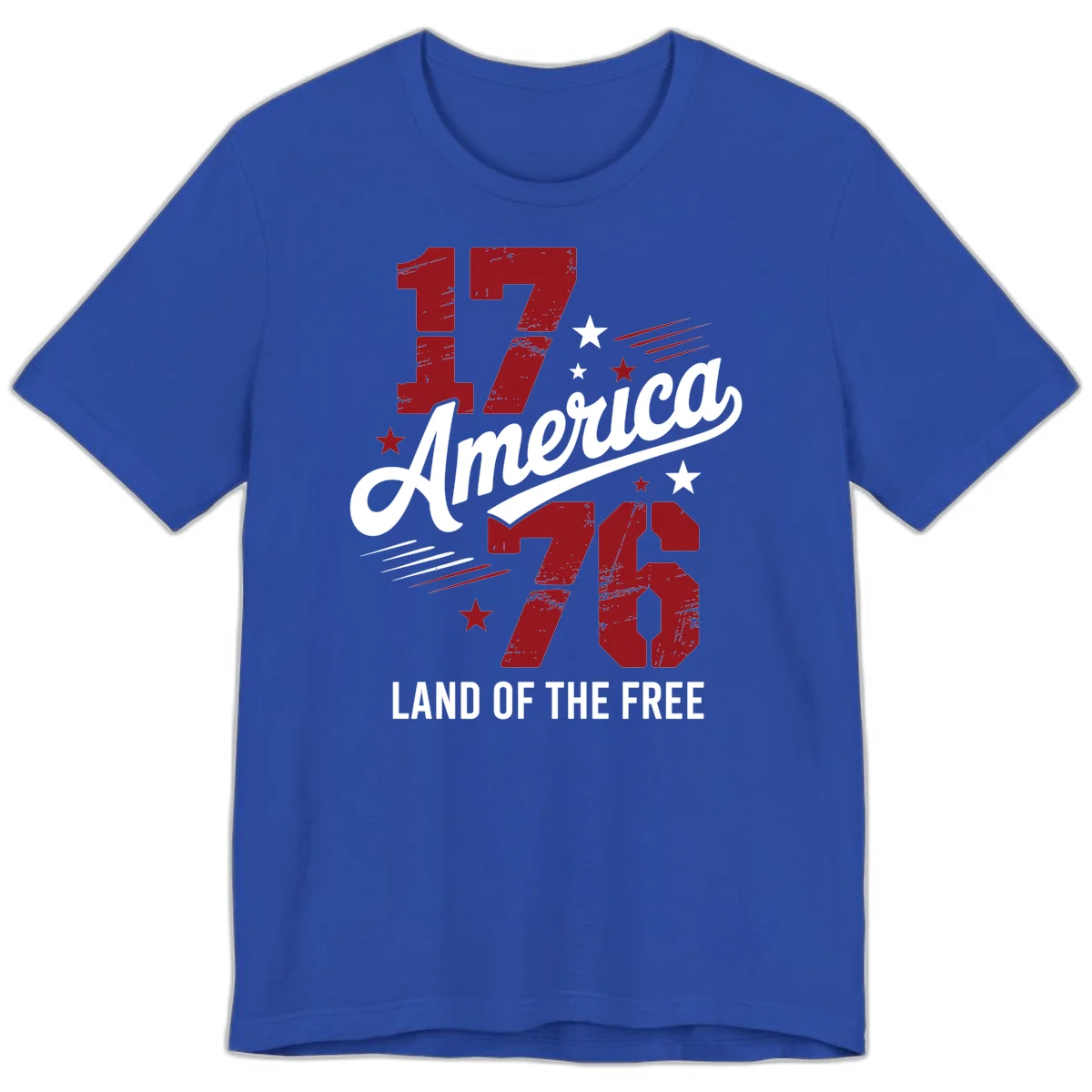 Distressed 1776 Stars and Streaks Premium T-Shirt in True Royal