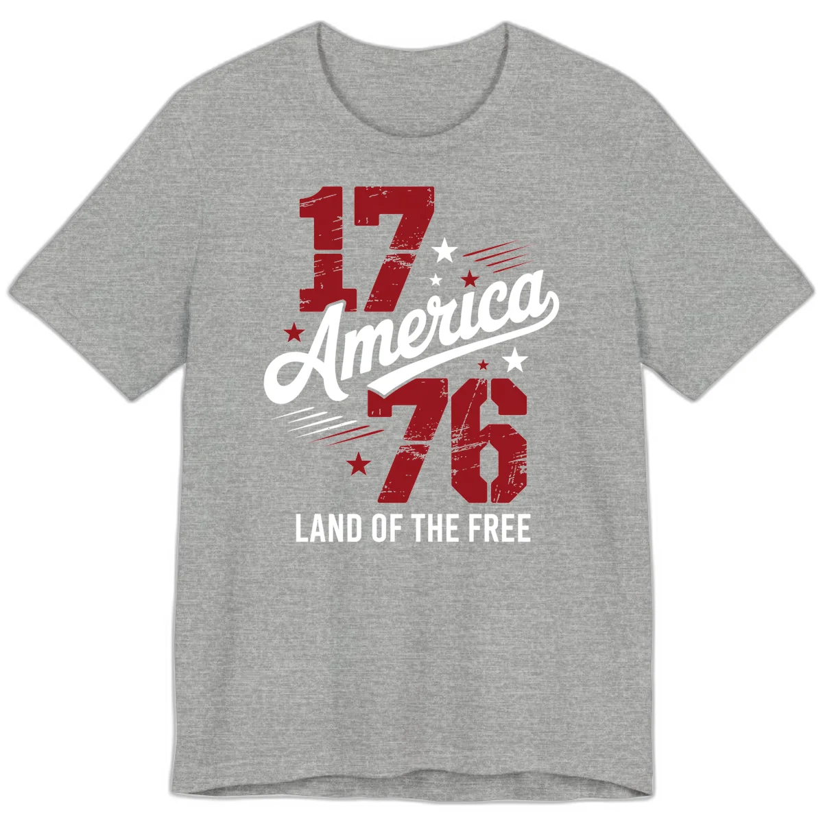 Distressed 1776 Stars and Streaks Premium T-Shirt in Athletic Heather