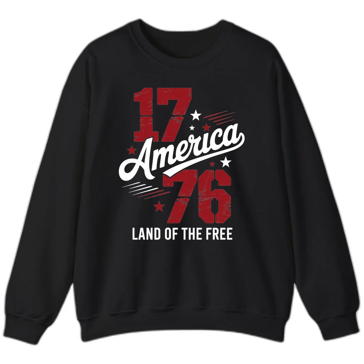Distressed 1776 Stars and Streaks Sweatshirt in Black