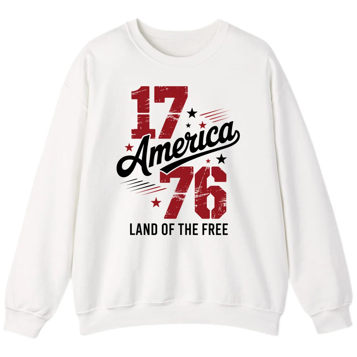 Distressed 1776 Stars and Streaks Sweatshirt in White