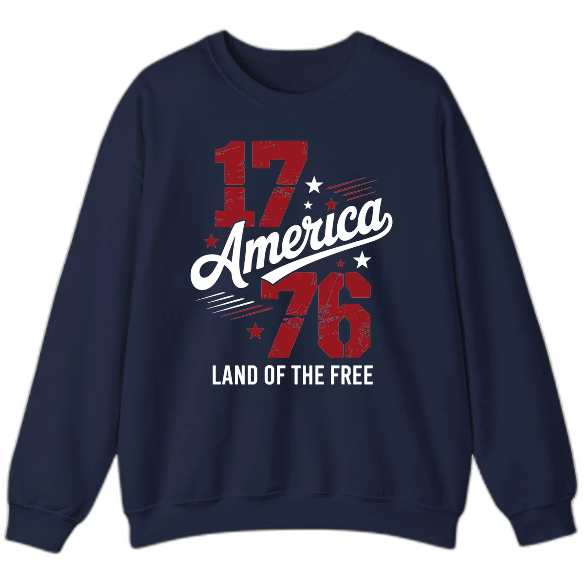 Distressed 1776 Stars and Streaks Sweatshirt in Navy