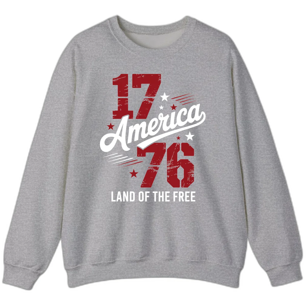 Distressed 1776 Stars and Streaks Sweatshirt in Sport Grey
