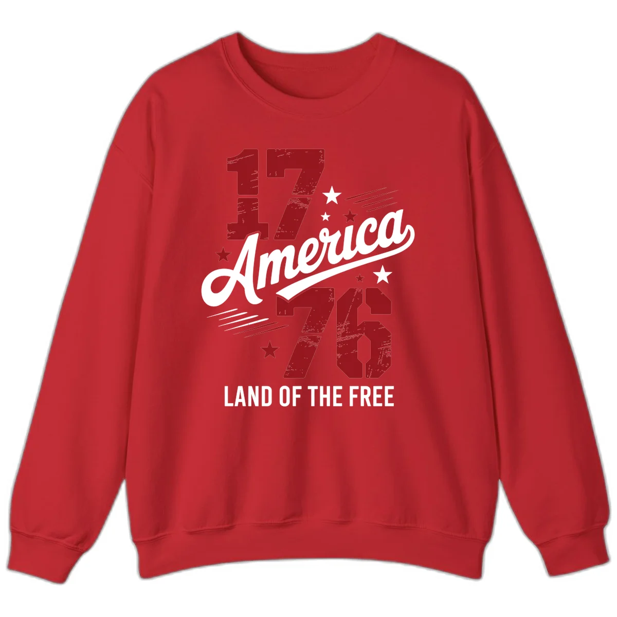 Distressed 1776 Stars and Streaks Sweatshirt in Red