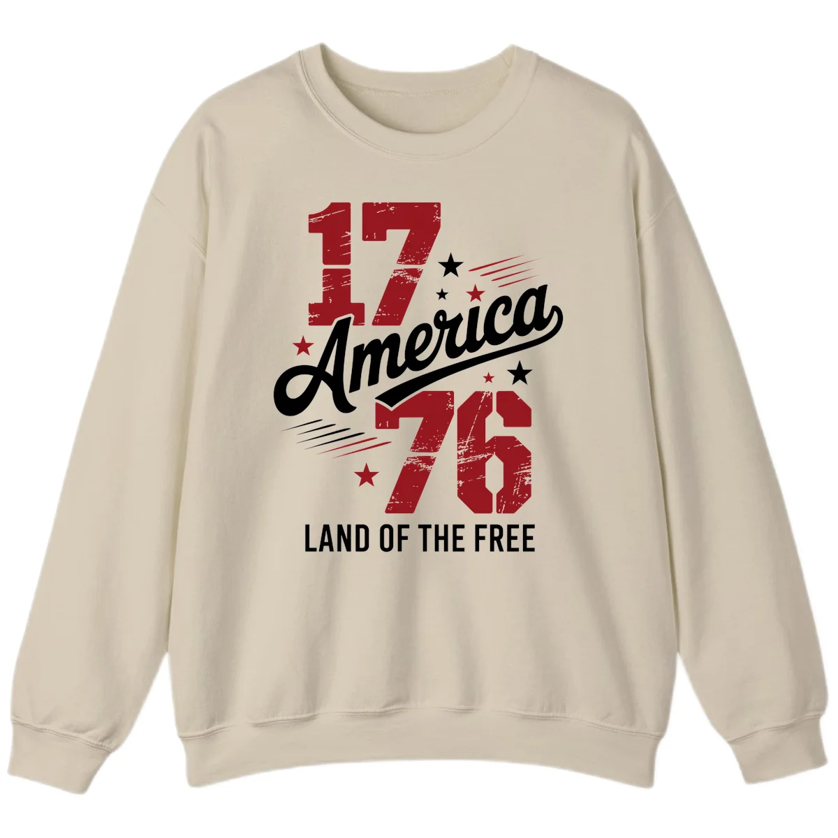 Distressed 1776 Stars and Streaks Sweatshirt in Sand