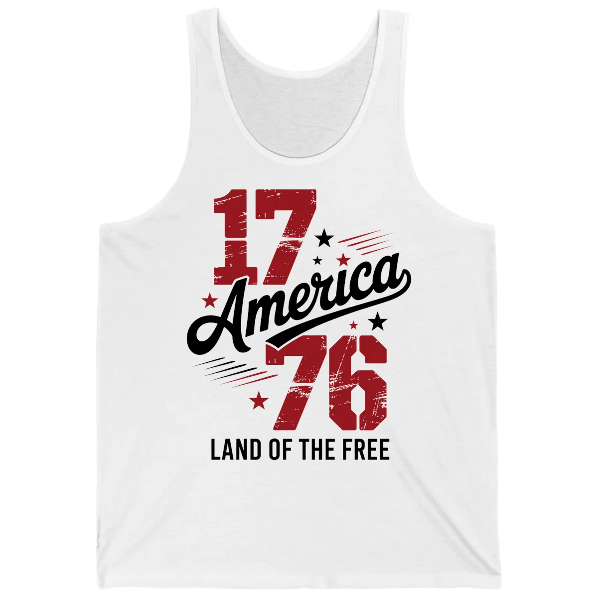 Distressed 1776 Stars and Streaks Tank in White