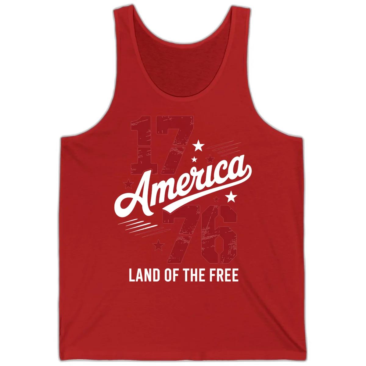 Distressed 1776 Stars and Streaks Tank in Red