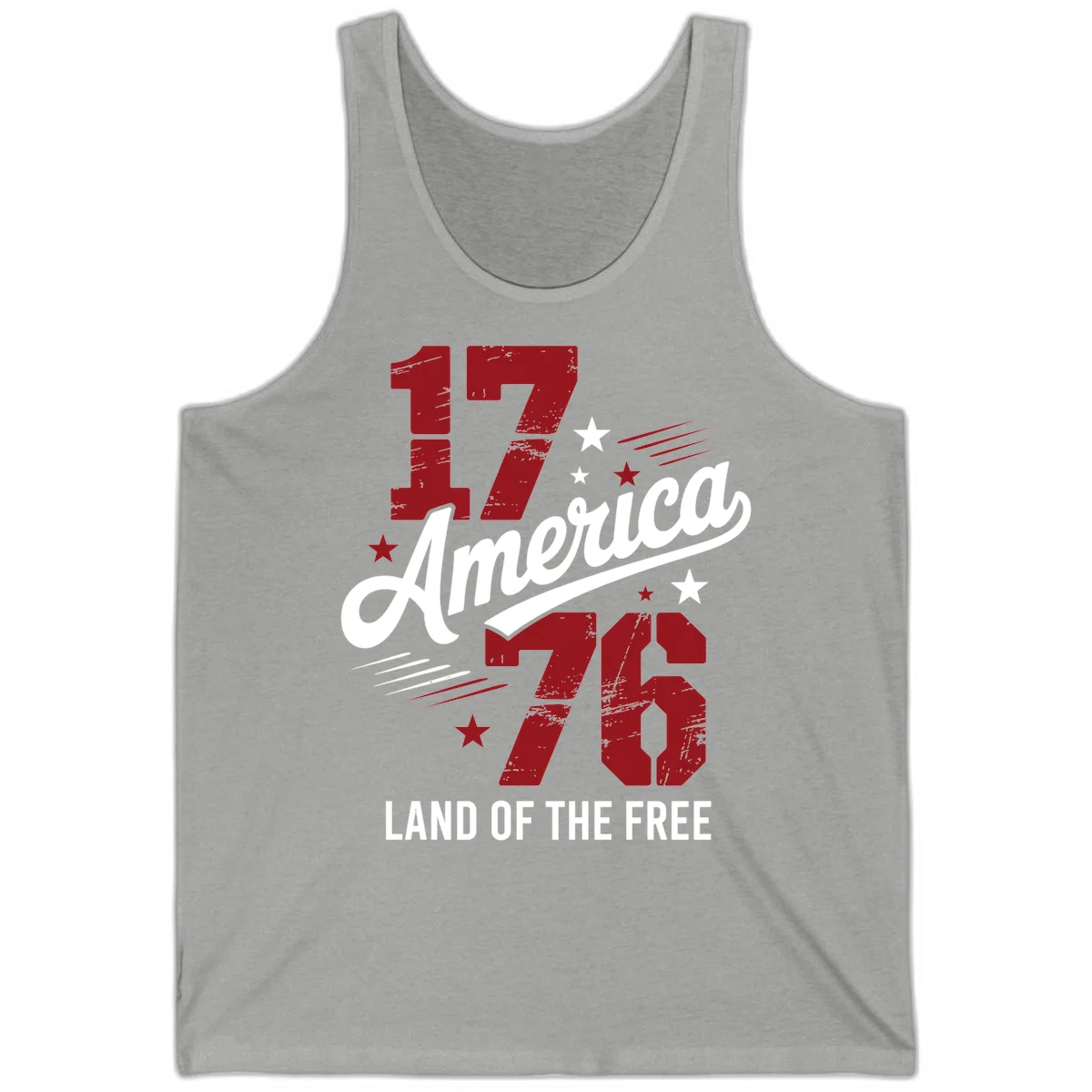 Distressed 1776 Stars and Streaks Tank in Athletic Heather