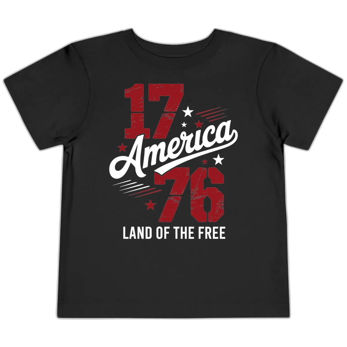 Distressed 1776 Stars and Streaks Toddler T-Shirt in Black