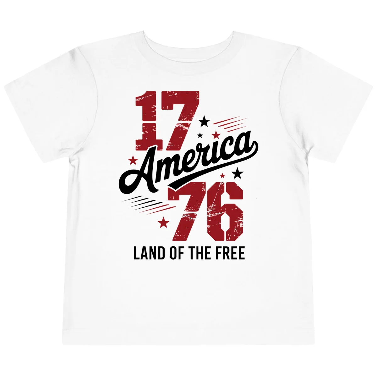 Distressed 1776 Stars and Streaks Toddler T-Shirt in White