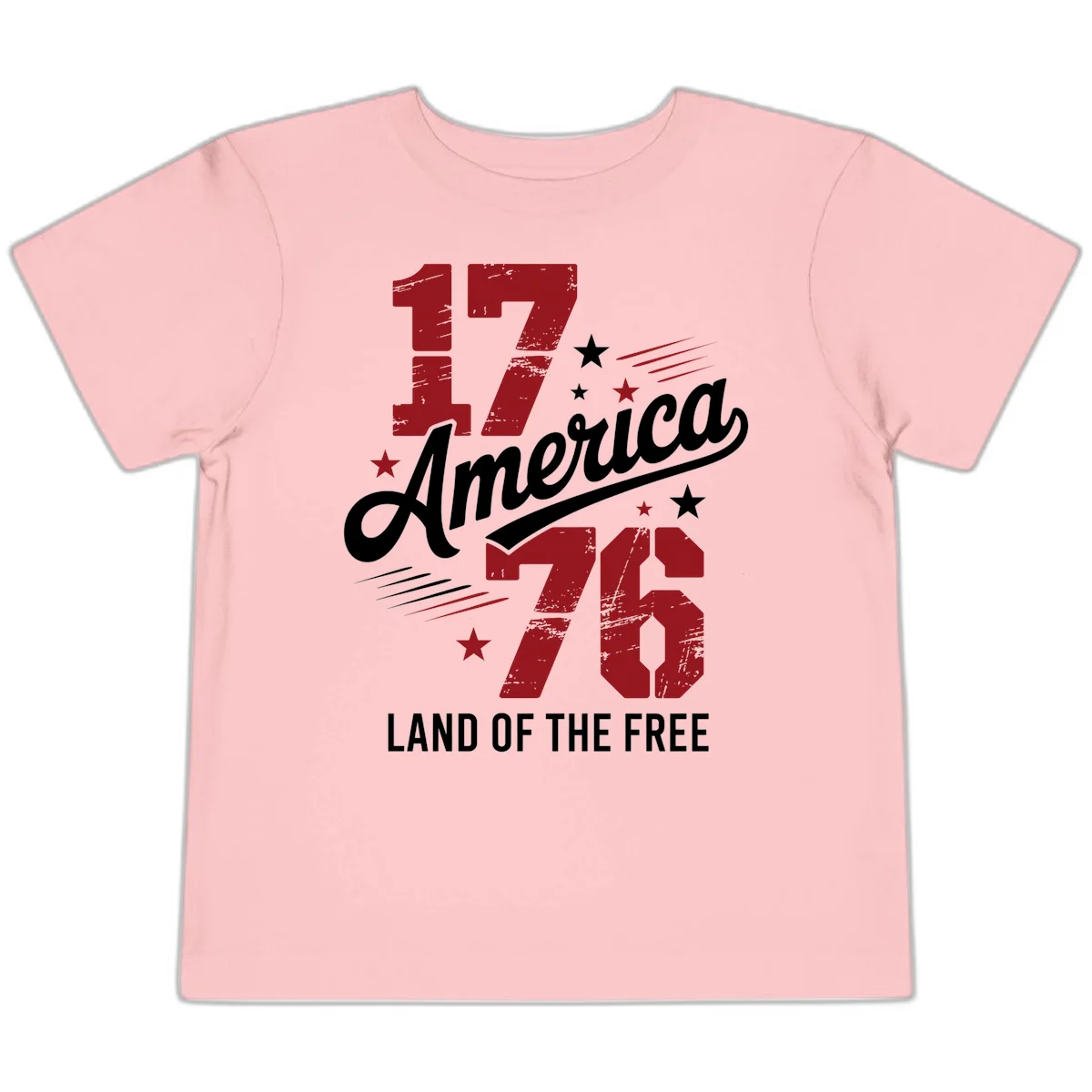 Distressed 1776 Stars and Streaks Toddler T-Shirt in Pink