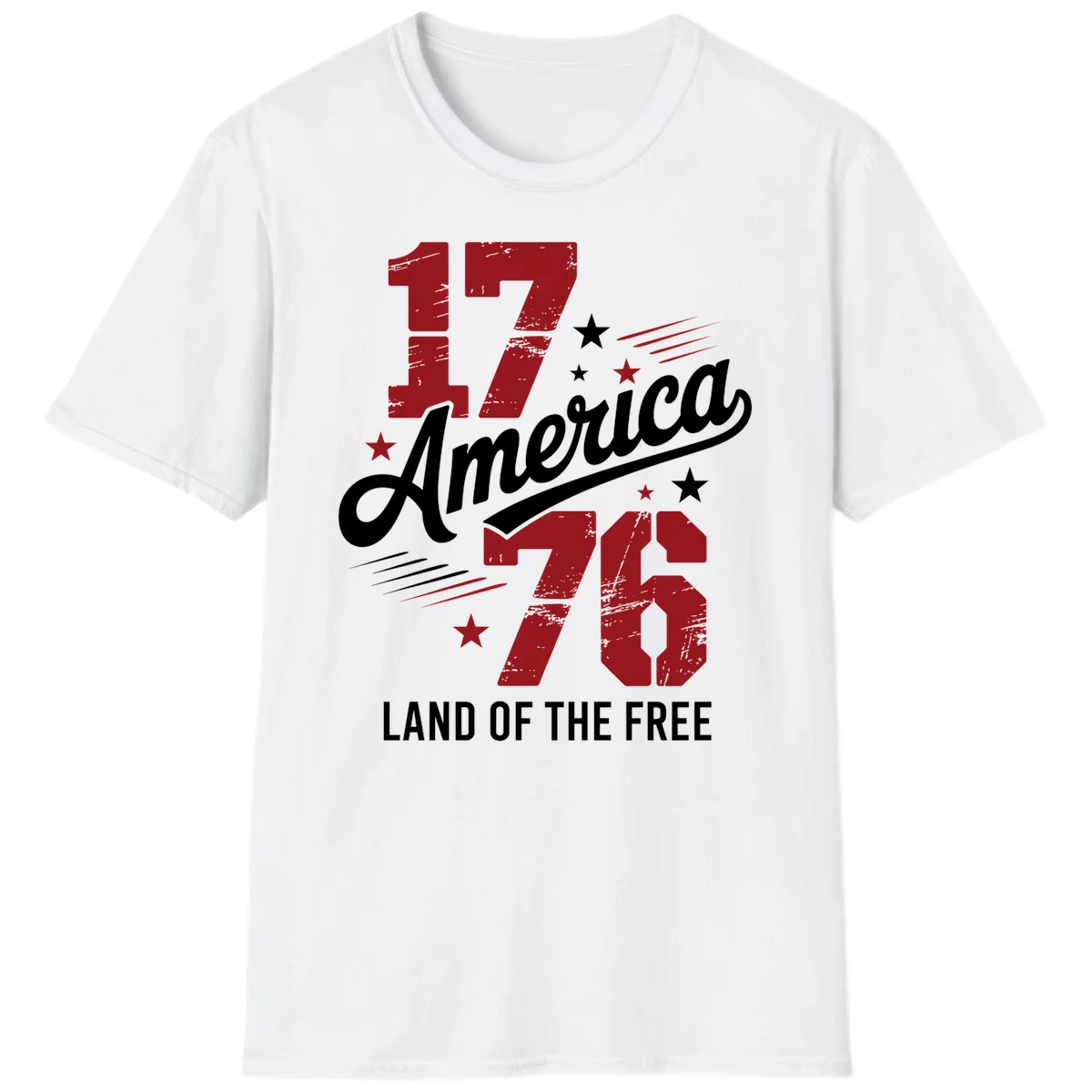 Distressed 1776 Stars and Streaks T-Shirt in White