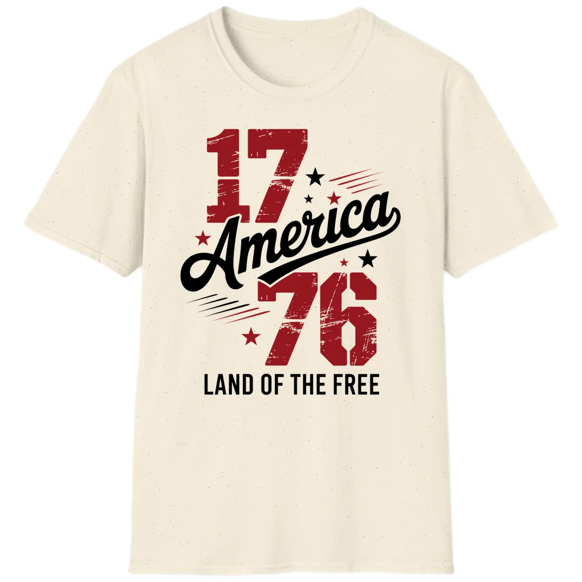 Distressed 1776 Stars and Streaks T-Shirt in Natural