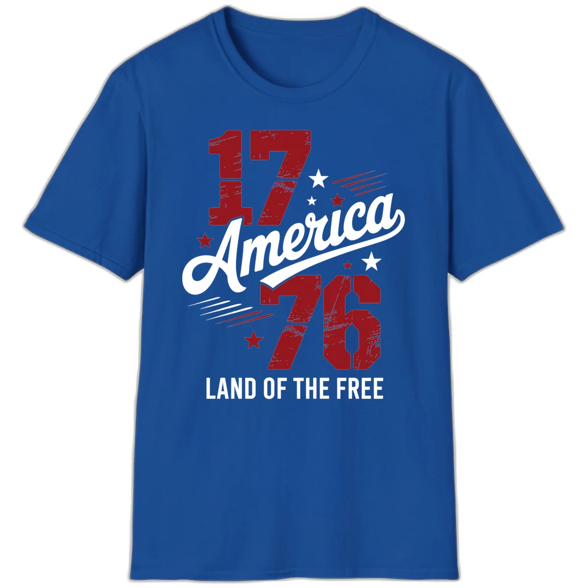 Distressed 1776 Stars and Streaks T-Shirt in Royal