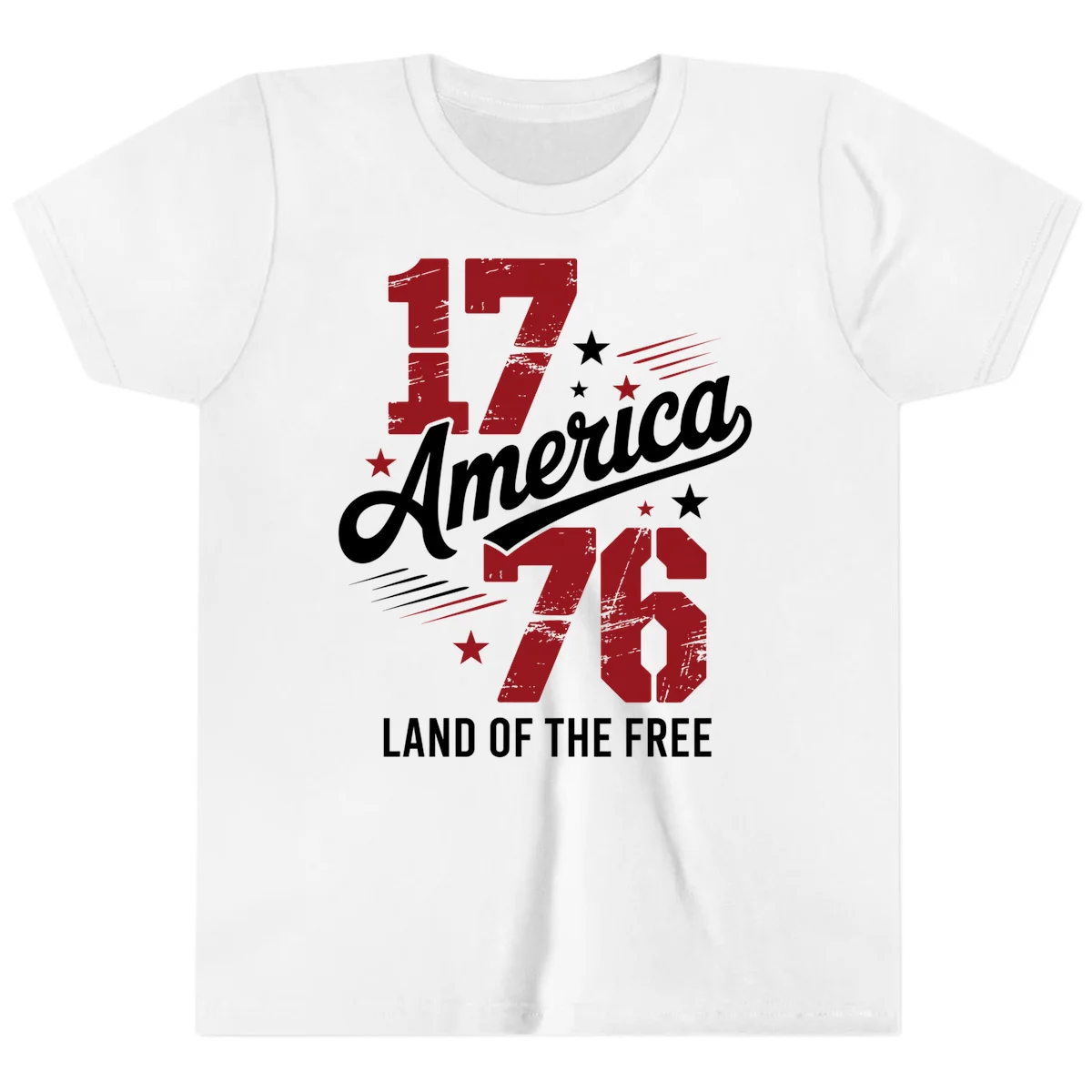 Distressed 1776 Stars and Streaks Youth T-Shirt in White