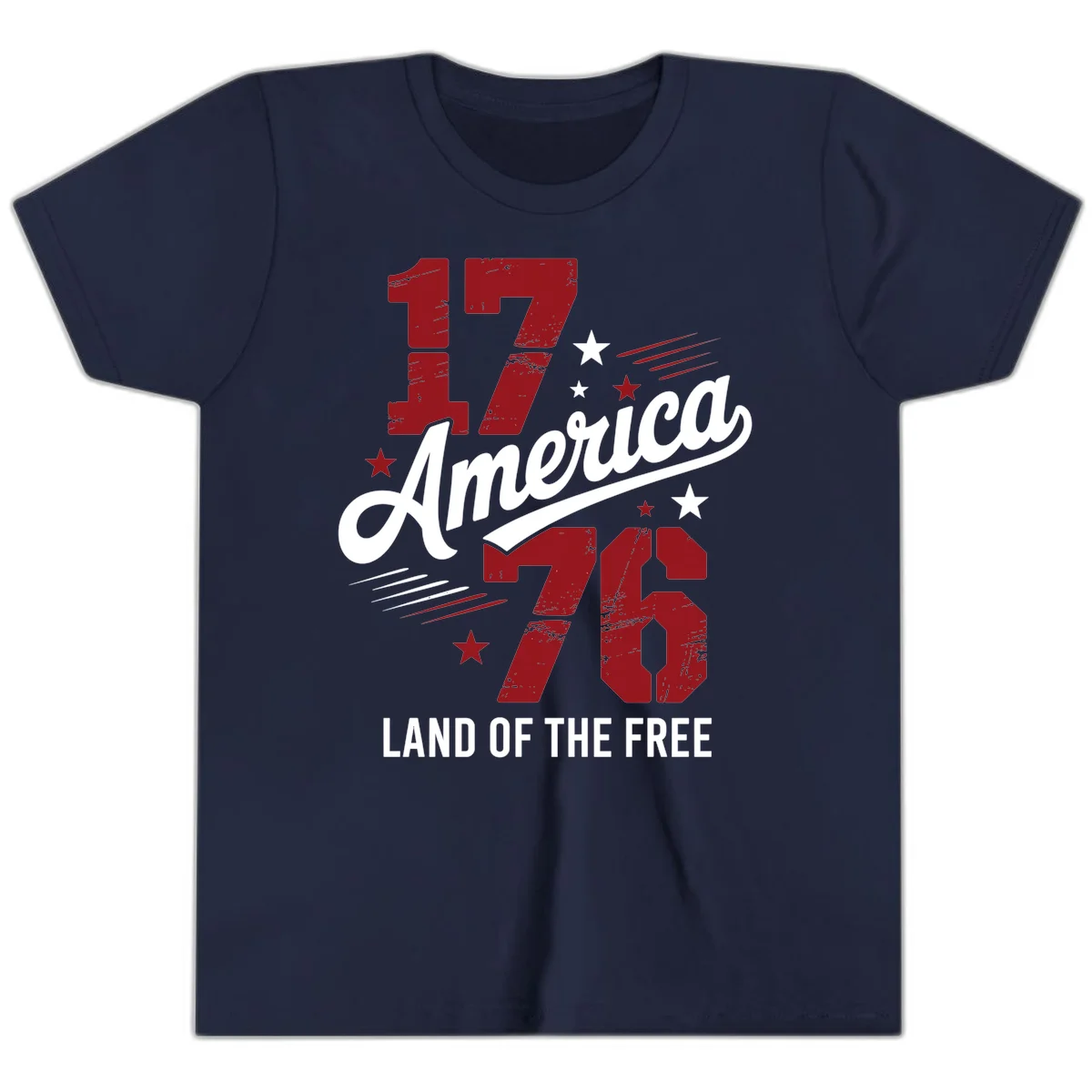 Distressed 1776 Stars and Streaks Youth T-Shirt in Navy