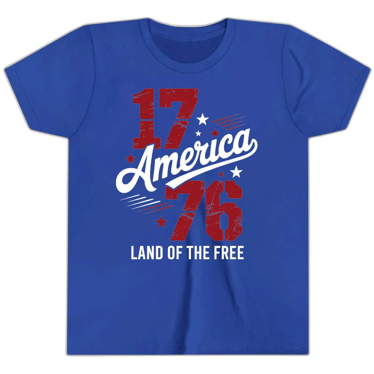 Distressed 1776 Stars and Streaks Youth T-Shirt in True Royal