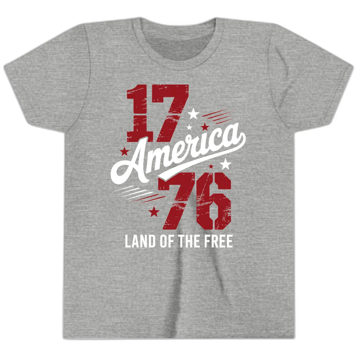 Distressed 1776 Stars and Streaks Youth T-Shirt in Athletic Heather