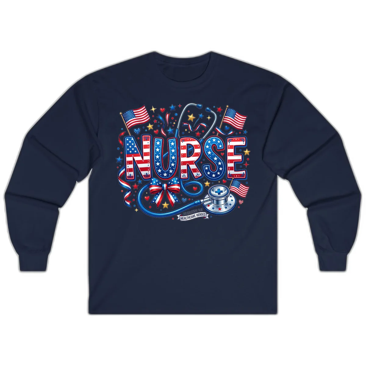 Patriotic Nurse Heroes Long Sleeve in Navy