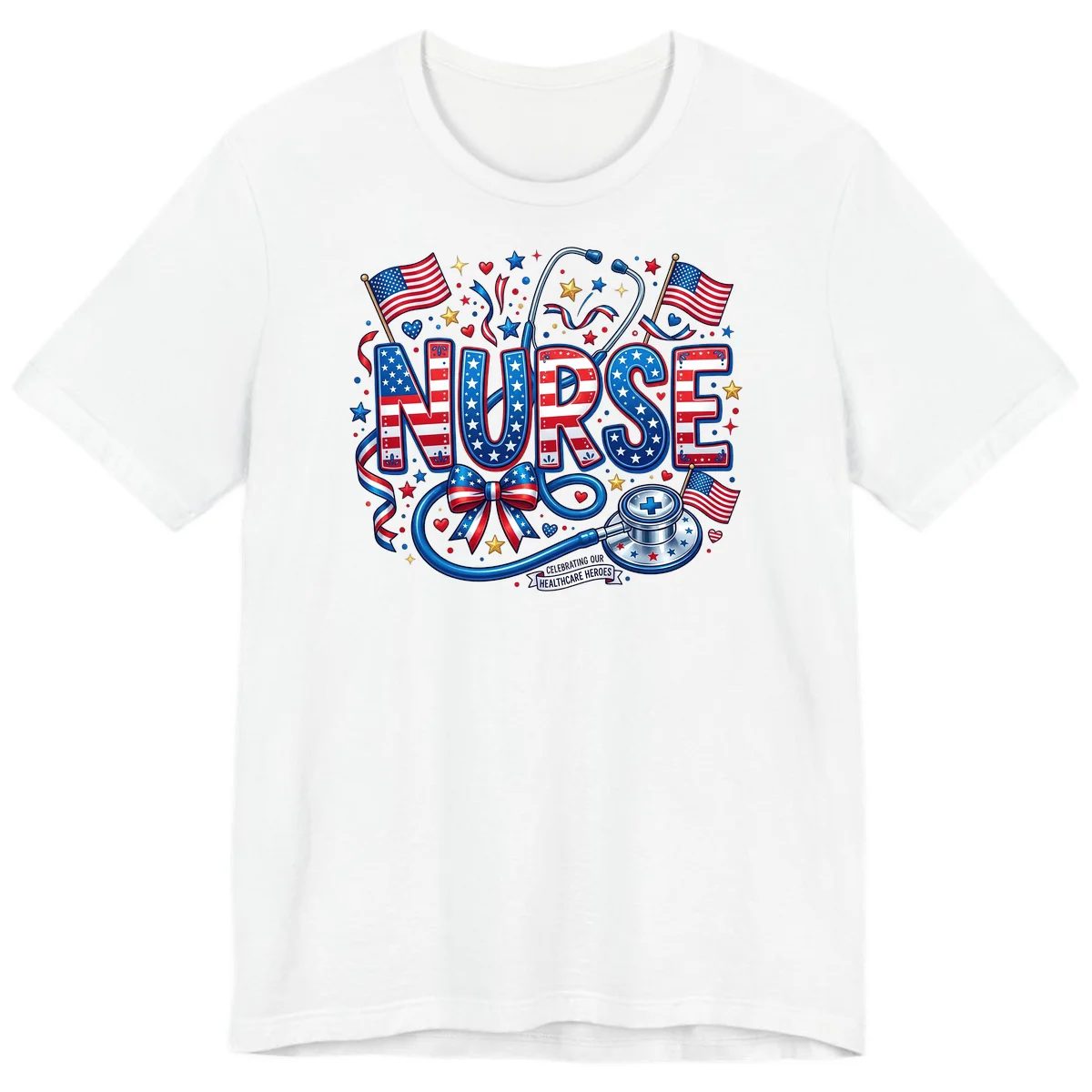 Patriotic Nurse Heroes Premium T-Shirt in White