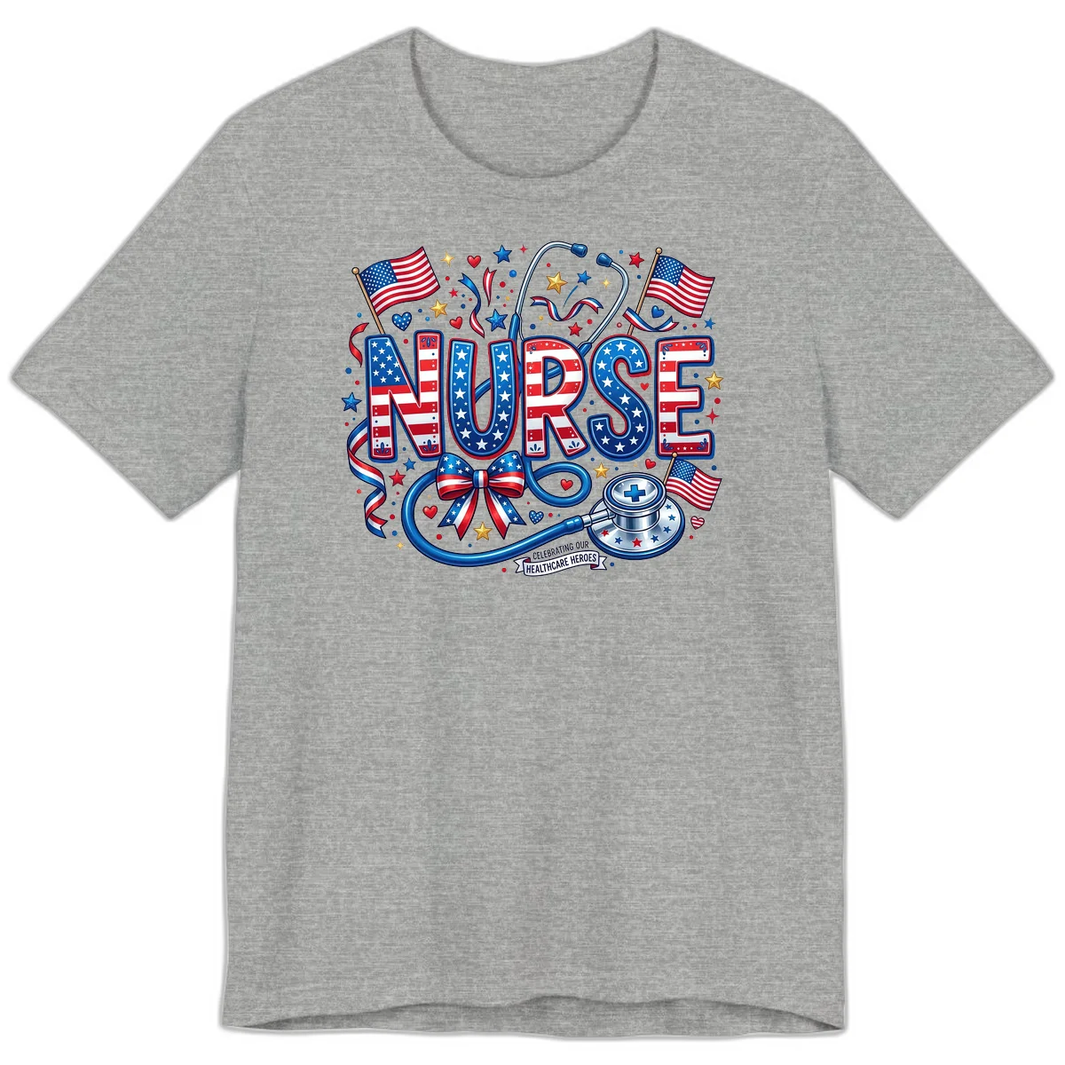 Patriotic Nurse Heroes Premium T-Shirt in Athletic Heather