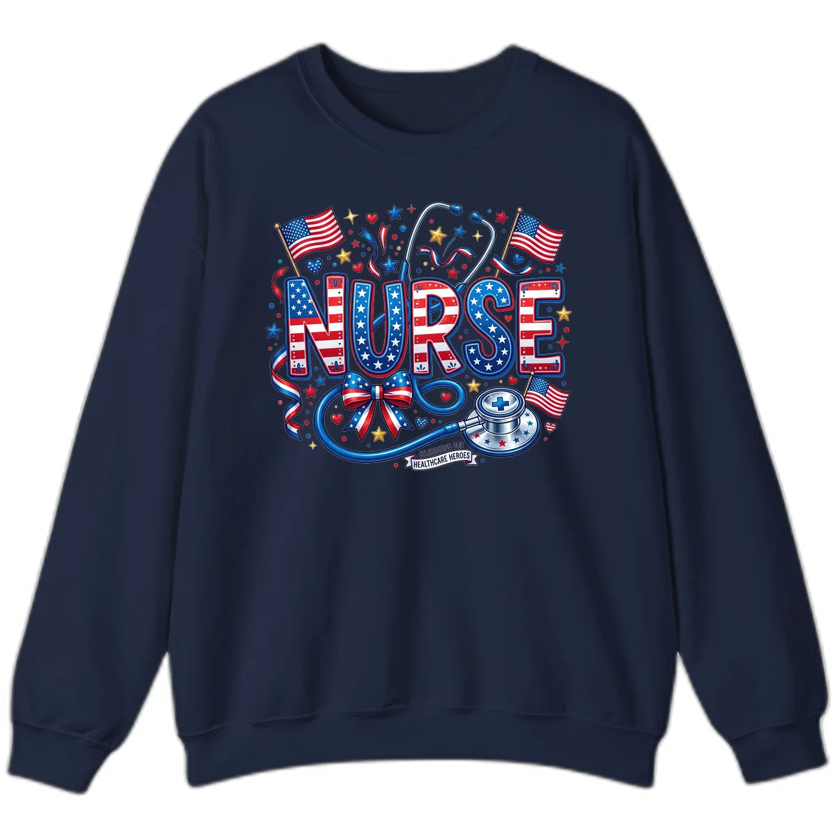 Patriotic Nurse Heroes Sweatshirt in Navy
