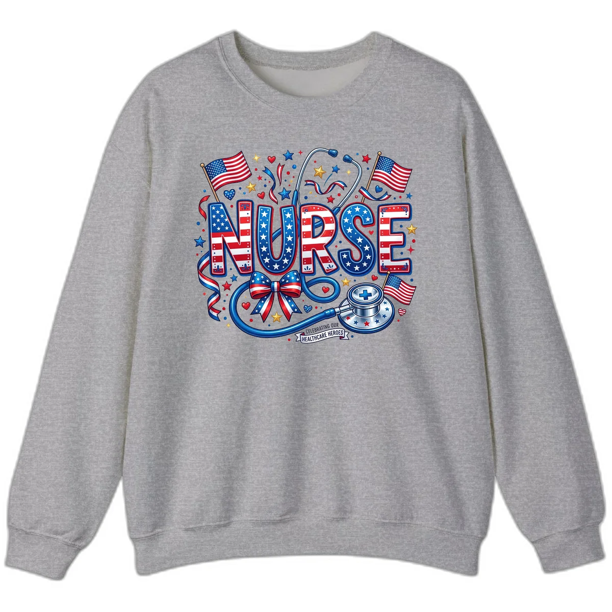 Patriotic Nurse Heroes Sweatshirt in Sport Grey