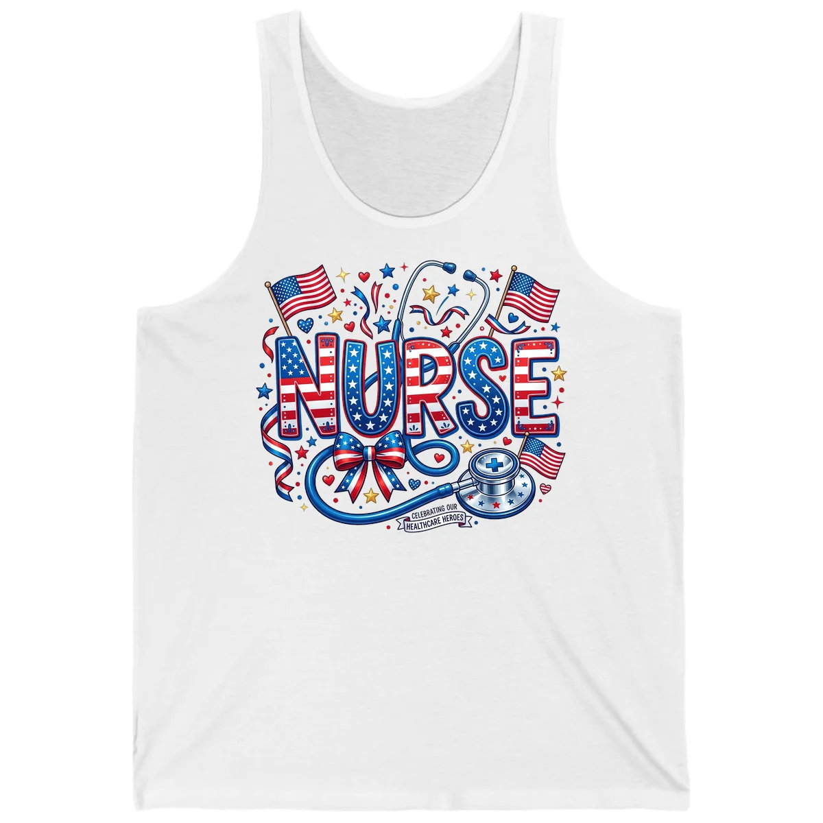 Patriotic Nurse Heroes Tank in White