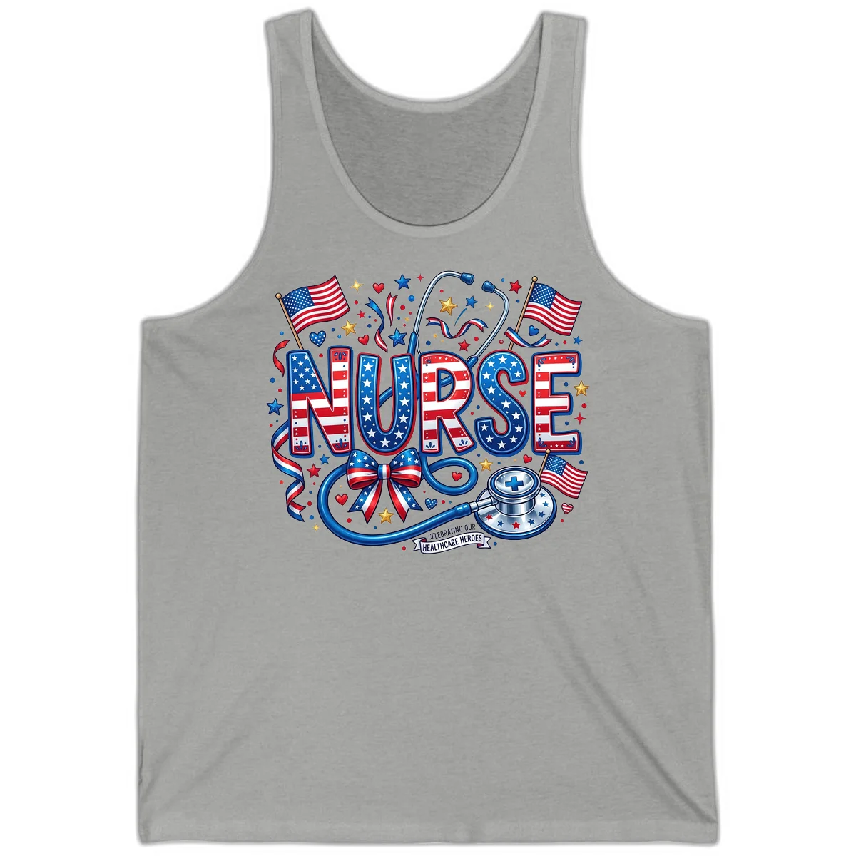 Patriotic Nurse Heroes Tank in Athletic Heather