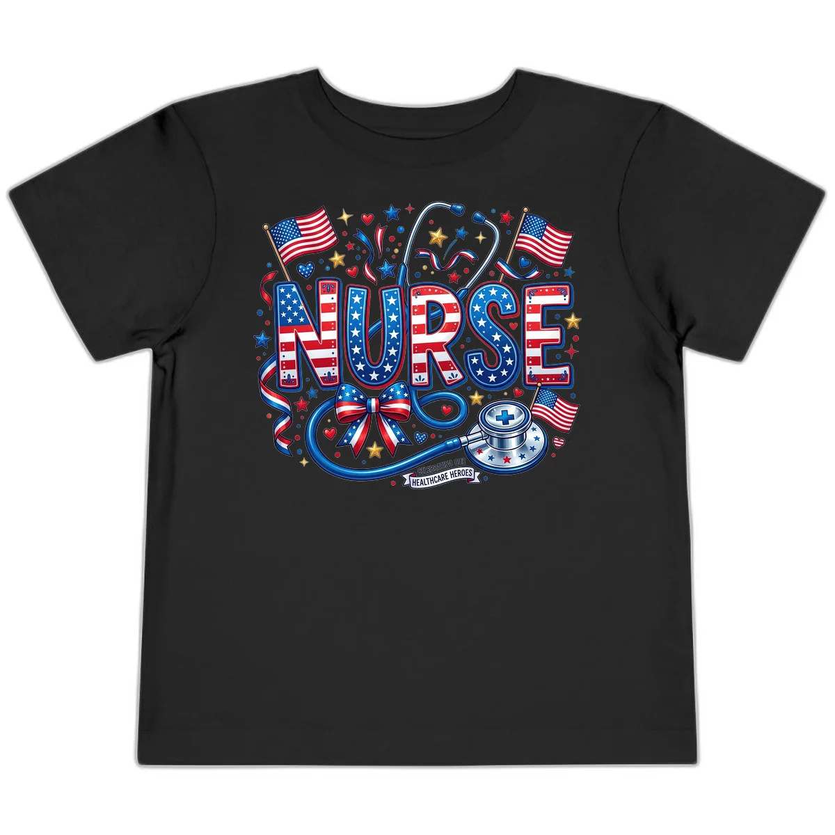 Patriotic Nurse Heroes Toddler T-Shirt in Black