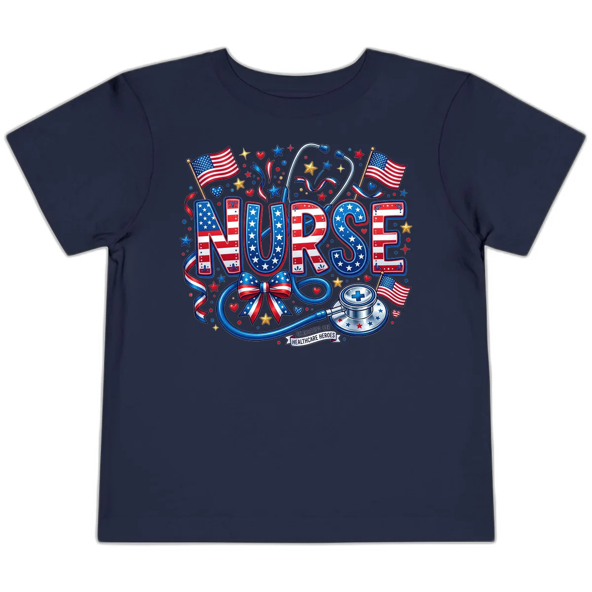 Patriotic Nurse Heroes Toddler T-Shirt in Navy