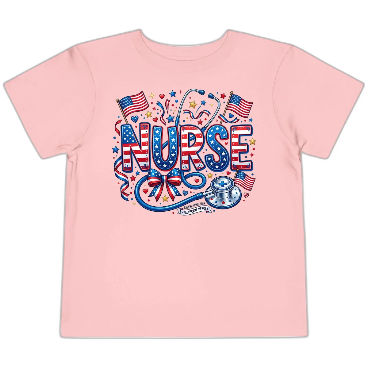Patriotic Nurse Heroes Toddler T-Shirt in Pink