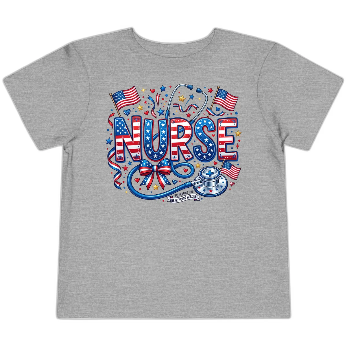 Patriotic Nurse Heroes Toddler T-Shirt in Athletic Heather