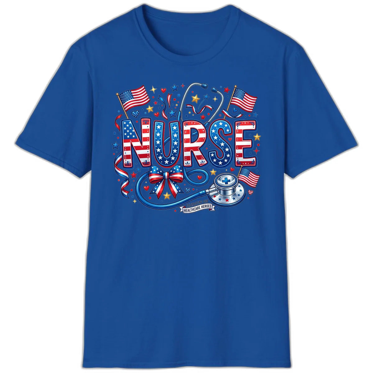 Patriotic Nurse Heroes T-Shirt in Royal
