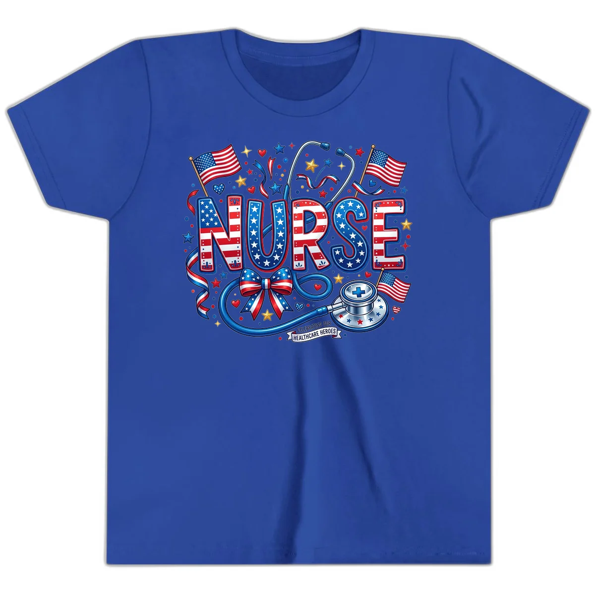 Patriotic Nurse Heroes Youth T-Shirt in True Royal