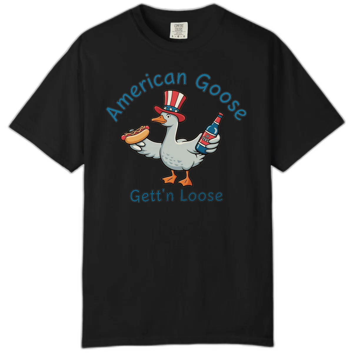American Goose Gettin' Loose Patriotic Celebration Comfort Color in Black