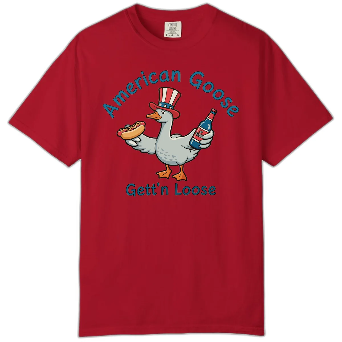 American Goose Gettin' Loose Patriotic Celebration Comfort Color in Red