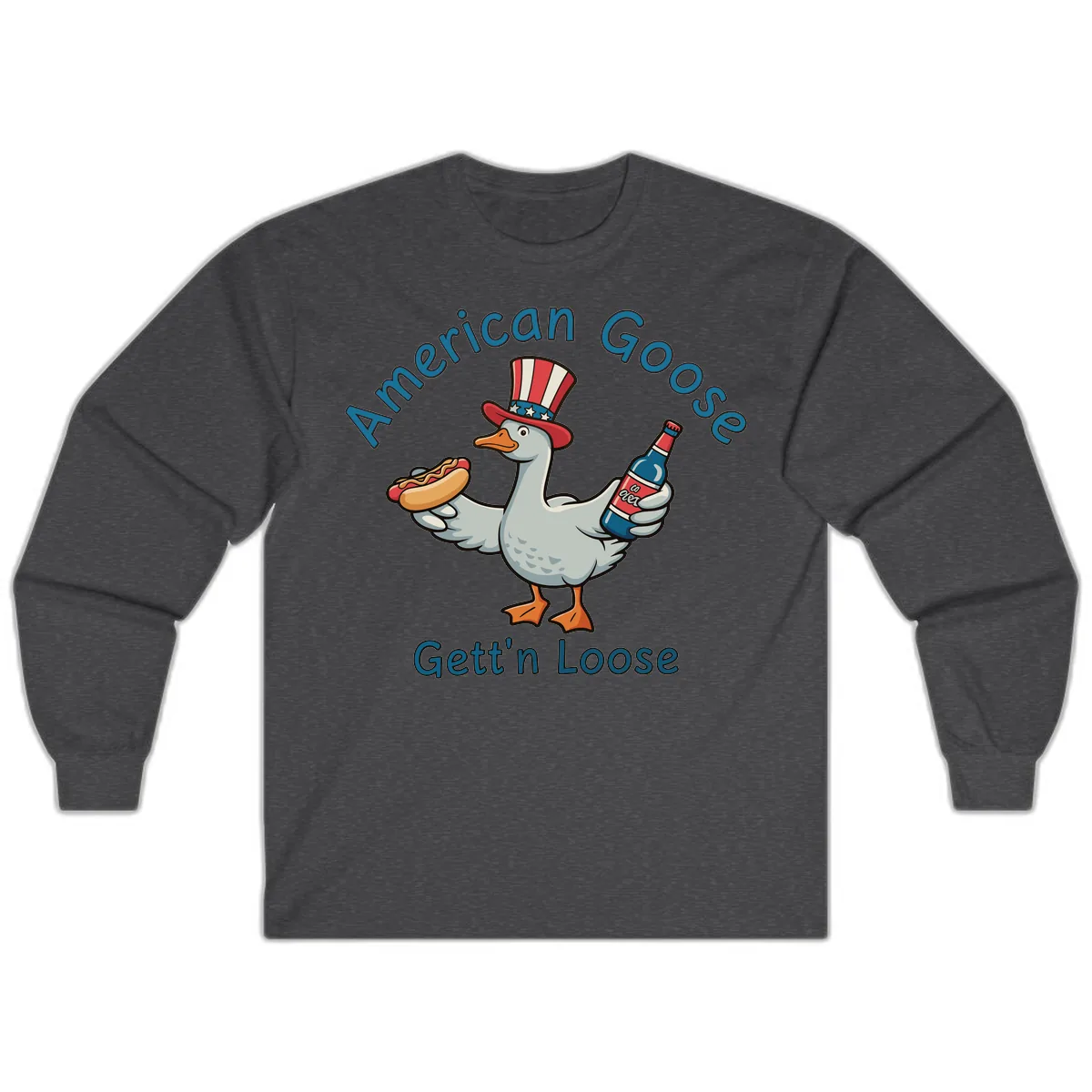 American Goose Gettin' Loose Patriotic Celebration Long Sleeve in Dark Heather