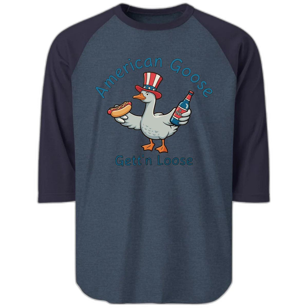 American Goose Gettin' Loose Raglan 3/4 in Heather Denim Navy