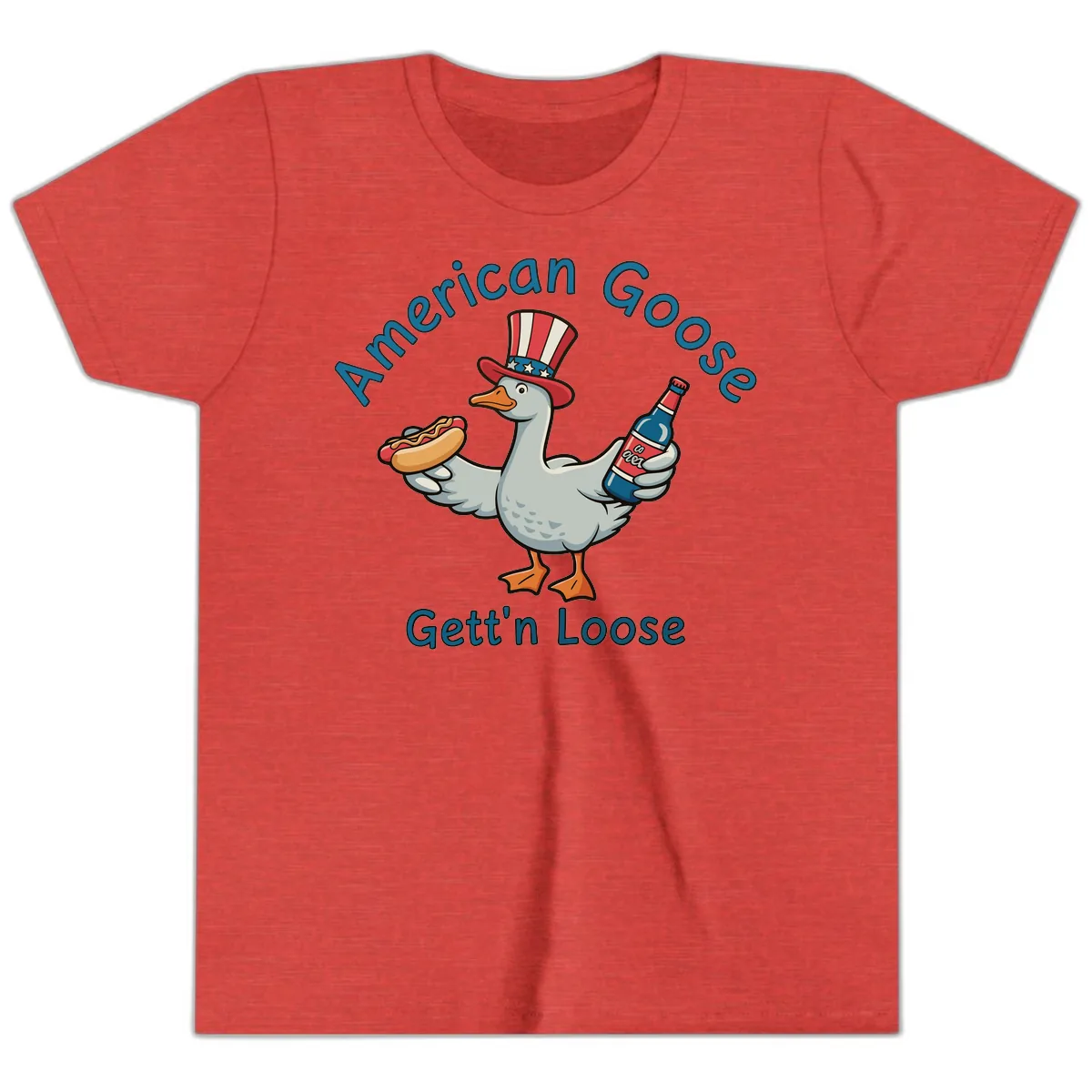 American Goose Gettin' Loose Patriotic Celebration Youth T-Shirt in Heather Red