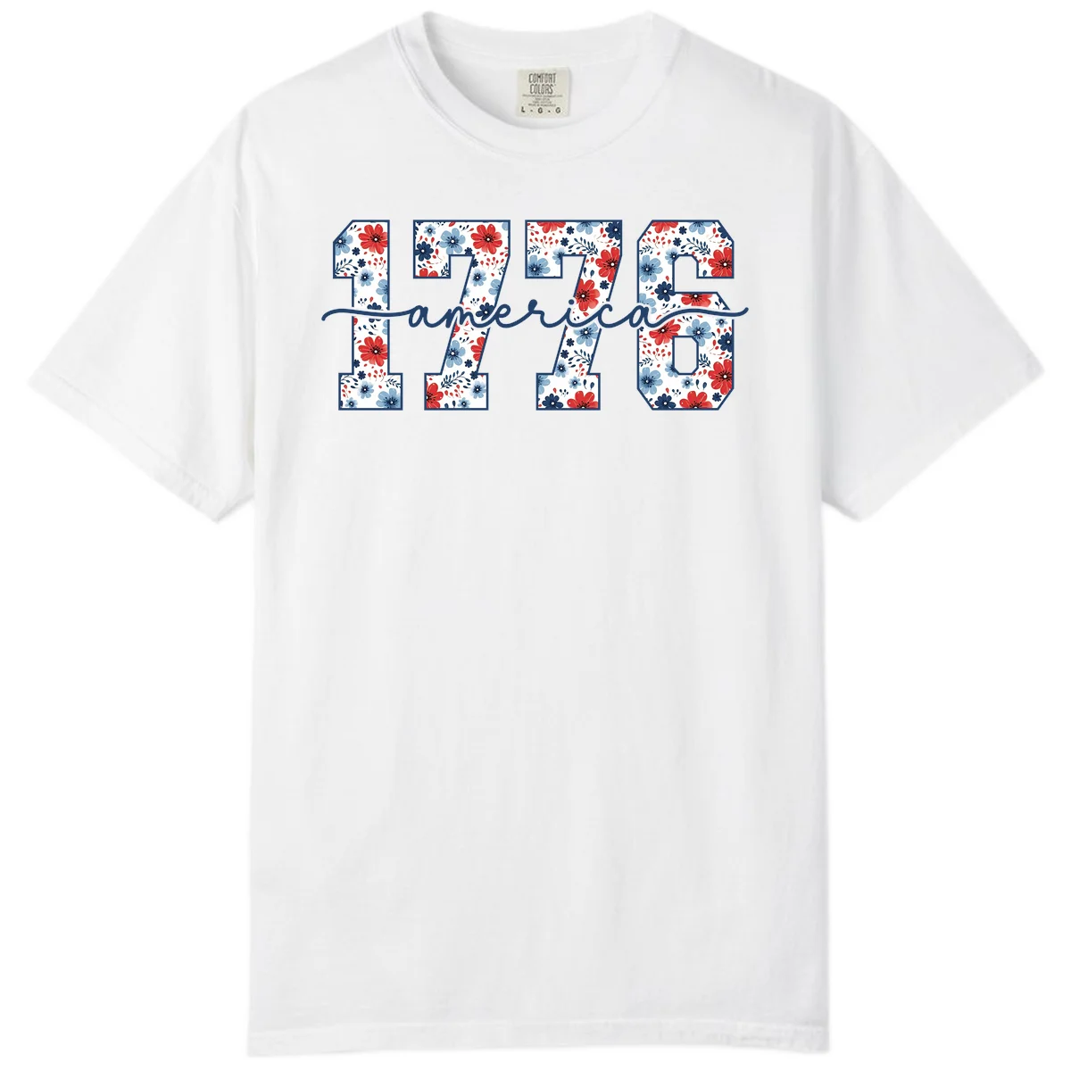 Floral 1776 America Comfort Color in White