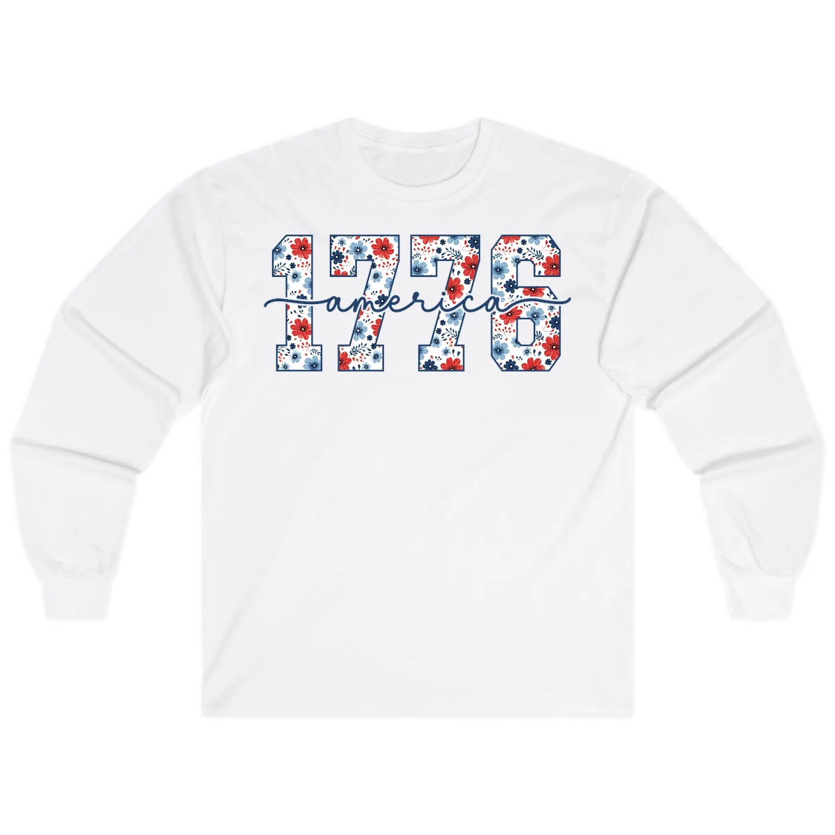 Floral 1776 America Long Sleeve in White