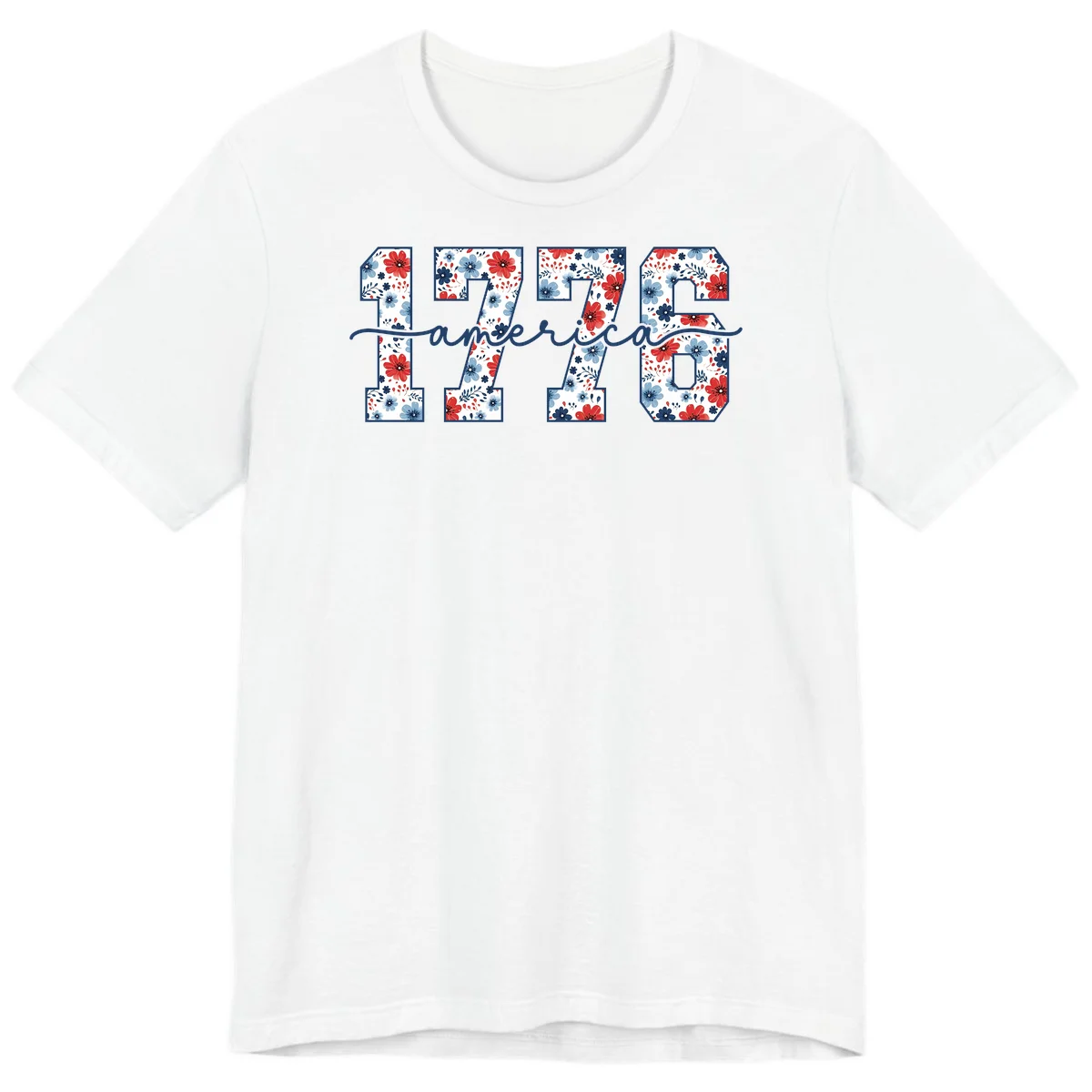 Floral 1776 America Premium Tee in White