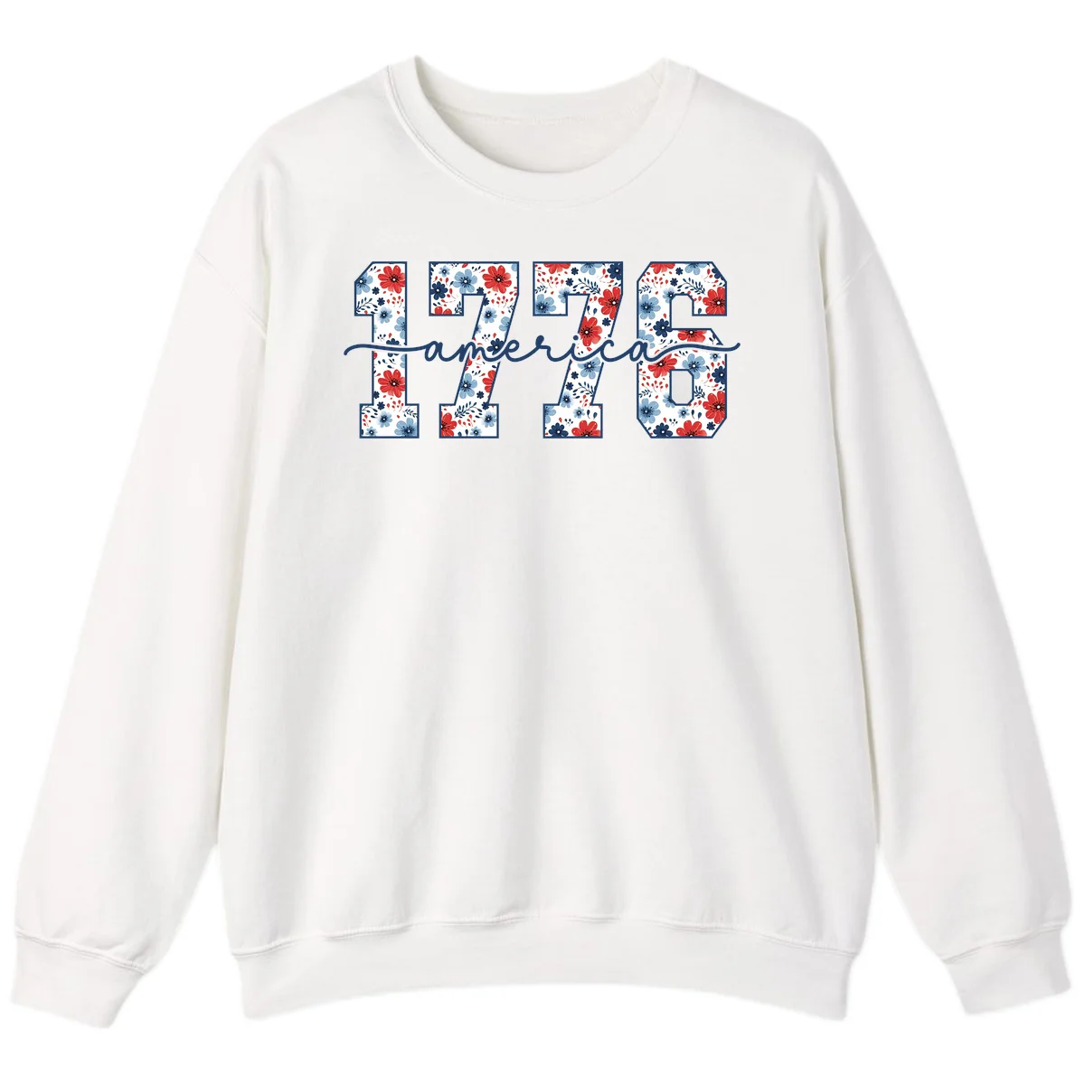 Floral 1776 America Sweatshirt in White