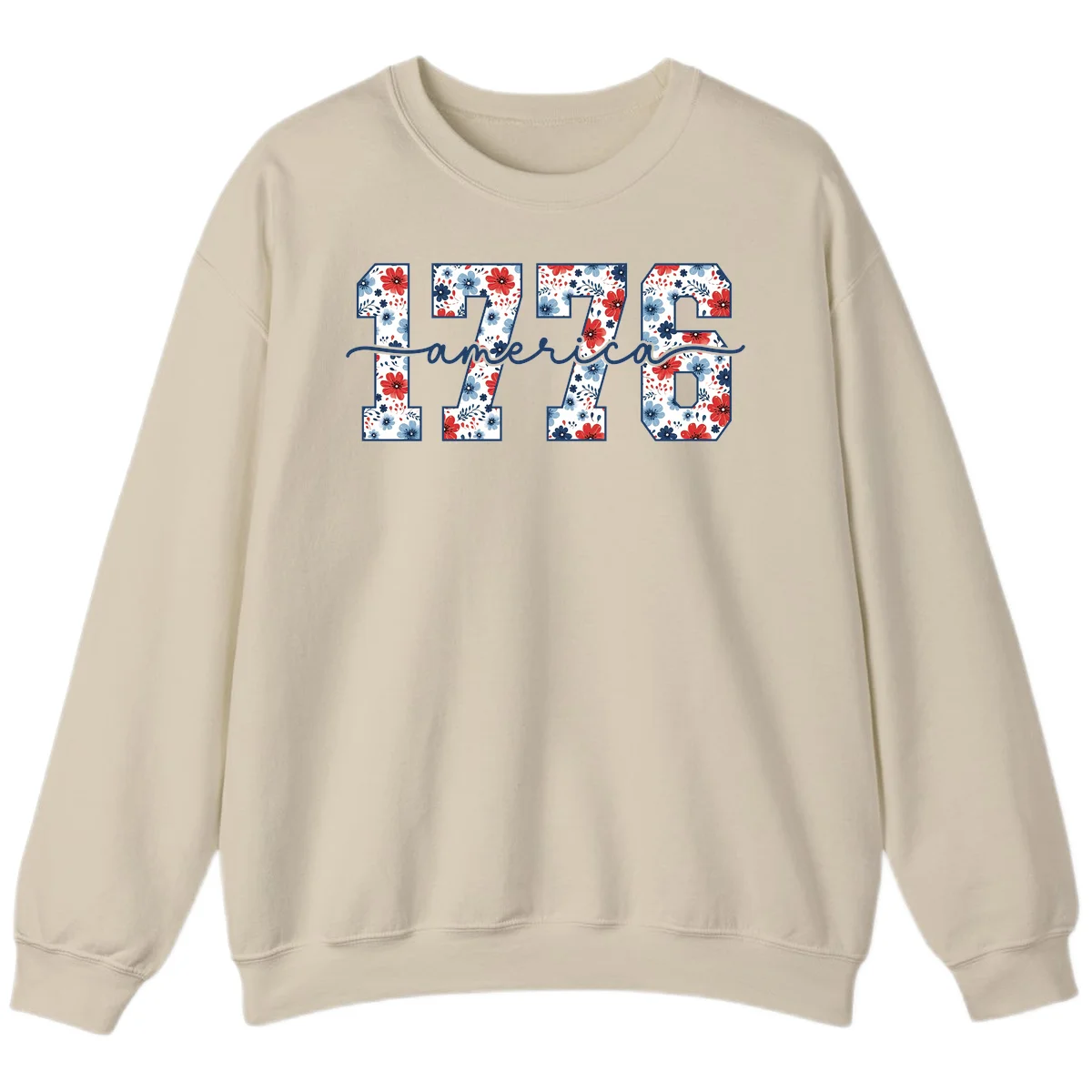 Floral 1776 America Sweatshirt in Sand